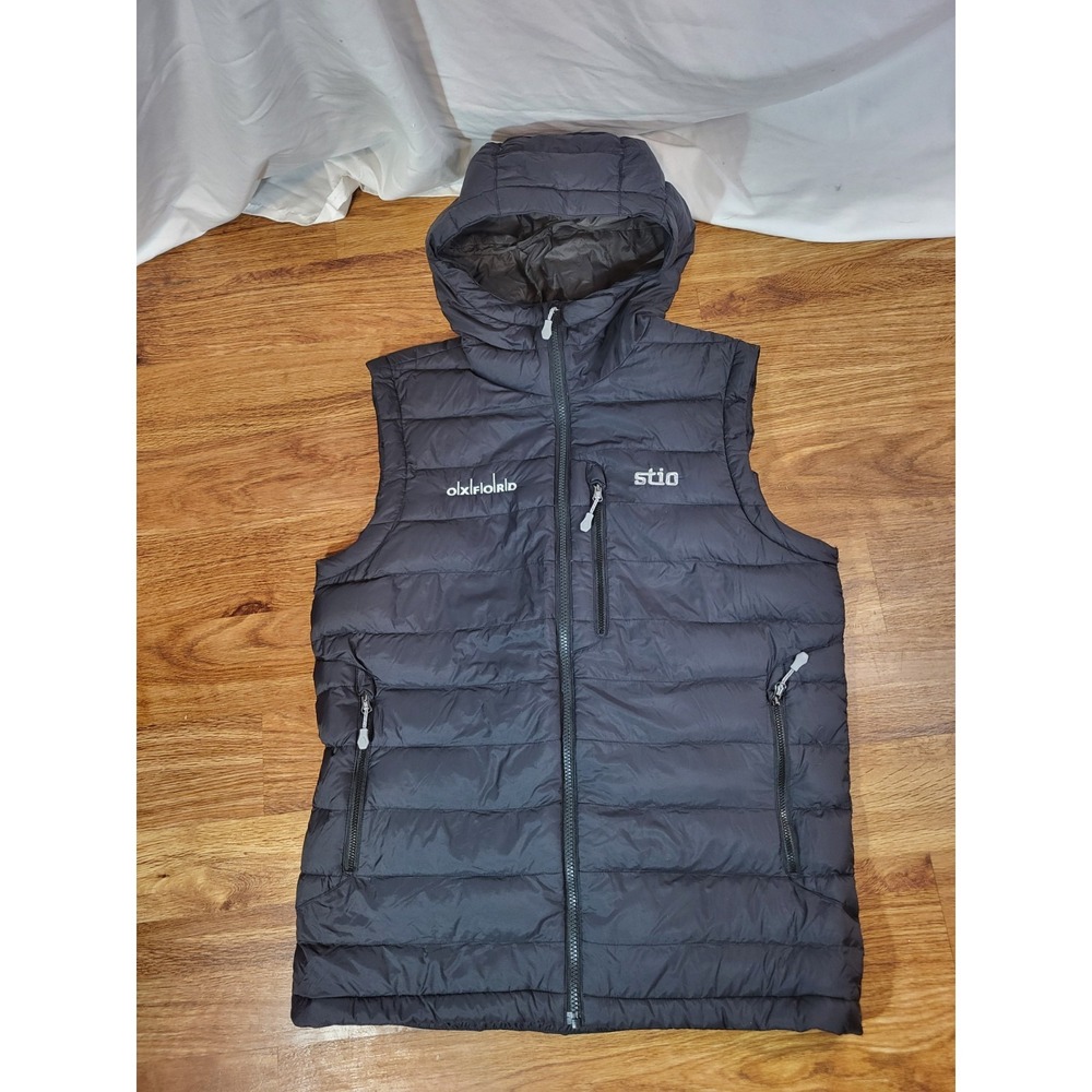 Stio Hometown Down Hooded Vest Mens S Black Puffer Quilted Full Zip Personalize‎